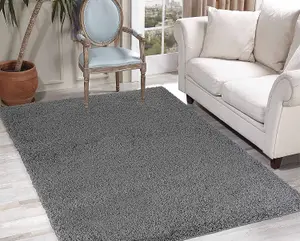 Modern Extra Large Small Soft 5cm Shaggy Non Slip Bedroom Living Room Carpet Runner Area Rug - Dark Grey 60 x 110 cm