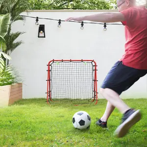 HOMCOM Rebounder Net Football Target Goal with Adjustable Angles, Red