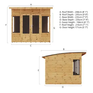 Mercia Helios 8x8 ft with Double door & 4 windows Curved Wooden Summer house