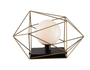 Luminosa Abraxas Globe Cage Table Lamp, Black, Gold, E27