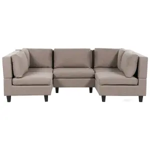 5-Seater Modular Fabric Sofa Brown UNSTAD