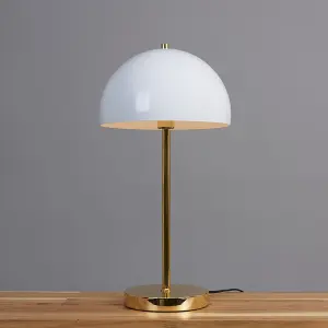 ValueLights Dargai Contemporary Gold and White Dome Table Lamp