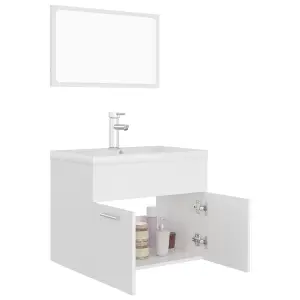 Berkfield Bathroom Furniture Set White Engineered Wood