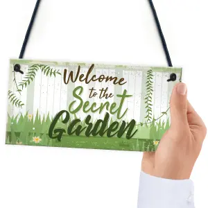 Red Ocean Welcome To The Secret Garden Hanging Plaque Garden Shed SummerHouse Sign Gifts For Her