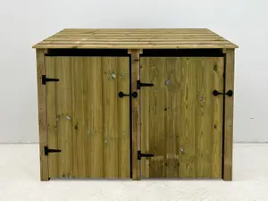 Wooden Premium Tongue & Groove Log Store (W-146cm, H-126cm, D-88cm) With doors