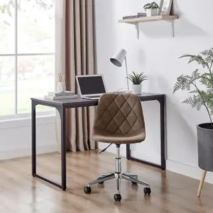 Furniturebox UK Tessa Brown Velvet and Silver Office Chair