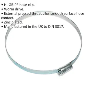 10 PACK Zinc Plated Hose Clip - 130 to 160mm Diameter - External Pressed Threads