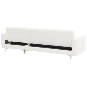 Sofa with Ottoman ABERDEEN White Faux Leather Left Hand