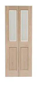 Victorian 4 Panel Oak Bifold Glzd Door 1981 x 762mm