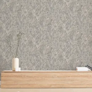 Marble Patina Charcoal Natural Wallpaper