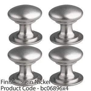 4 PACK - Victorian Tiered Door Knob - 32mm Satin Nickel Cabinet Pull Handle Round Rose