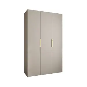 Elegant Cashmere Como IV Hinged Door Wardrobe H2460mm W1500mm D500mm, Three Doors, Eleven Shelves, Two Hanging Rails, Gold Handles