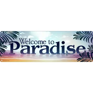 Grindstore Welcome To Paradise Slim Tin Sign Multicoloured (One Size)