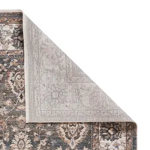 Green Traditional Bordered Floral 10mm Thick Stain-Resistant Rug For Bedroom, Living Room, & Dining Room-80cm X 300cm