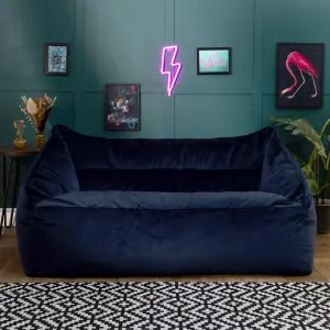 icon Cecilia Bean Bag Sofa Midnight Blue Giant Velvet Bean Bag Chair