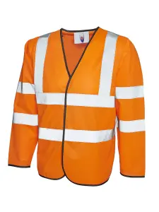 Uneek - Unisex Long Sleeve Safety Waist Coat - Long Sleeve - Orange - Size L