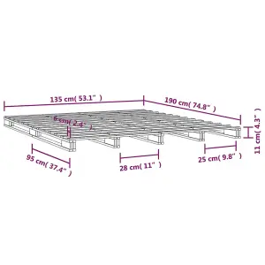 Berkfield Pallet Bed Grey 135x190 cm Double Wood Pine