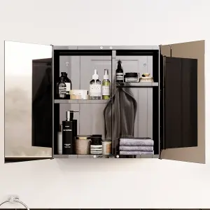 Bath Vida Tiano Stainless Steel Mirrored Double Bathroom Cabinet