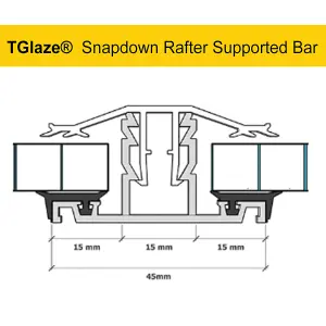 White Rafter Supported TGlaze Snapdown Glazing Bar for 10, 16 and 25mm Polycarbonate Roofing Sheets 4m