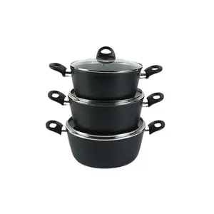 URBN-CHEF 3 Pcs Forged Aluminium Induction Cooking Casserole Pans Stockpots Cookware Set