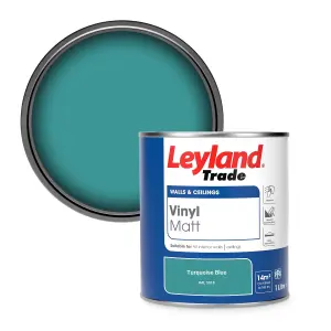 Leyland Trade Vinyl Matt Walls & Ceilings Emulsion Paint Turquoise Blue (RAL 5018) 1L