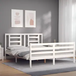 Berkfield Bed Frame with Headboard White 160x200 cm Solid Wood