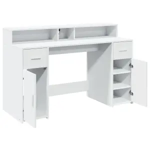 Berkfield Desk with LED Lights White 140x55x91 cm Engineered Wood