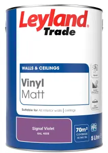 Leyland Trade Vinyl Matt Walls & Ceilings Emulsion Paint Signal Violet (RAL 4008) 5L