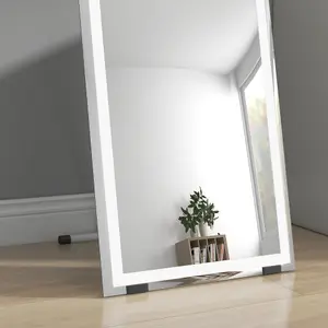 HOMCOM LED Lighted Full Length Mirror Dimmable Full Size Body Mirror for Bedroom, White