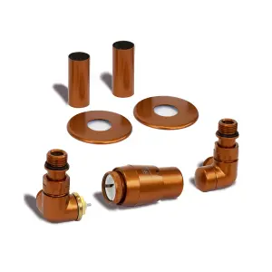 Terma Vision True copper Left sided Corner Radiator valve & lockshield (Dia)15mm x ½"