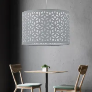 First Choice Lighting Grey Laser Cut 33cm Pendant Lightshade