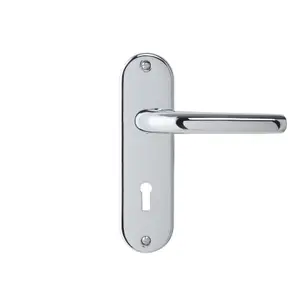 Colours Soure Polished Chrome effect Aluminium Straight Lock Door handle (L)125mm (D)60mm