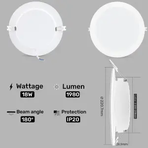 paul russells LED Round Panel Ceiling Lights, 18W 1980 Lumens, Spotlights, IP20, 4000K Cool White, Pack of 6