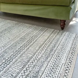 Grey Cream Moroccan Berber Aztec Tribal Living Area Rug 80x150cm