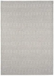 Modern Rug, Handmade Wool Rug for Bedroom, & LivingRoom, 4mm Thickness Silver Geometric Dining Room Rug-66cm X 200cm (Runner)