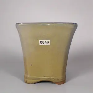 13cm Glazed Bonsai Pot - Cascade - 13cm x 13cm x 13cm - Green