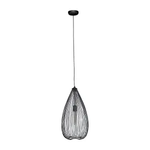 Interiors By Premier Sleek Teardrop Black Finish Pendant Light, Effortlessly Maintained Down Light Wall, Sturdy Ceiling Light