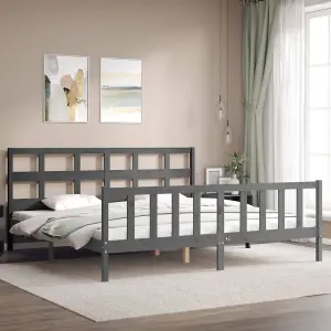 Berkfield Bed Frame with Headboard Grey 200x200 cm Solid Wood