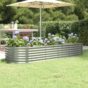 Berkfield Garden Planter Powder-coated Steel 224x80x36 cm Silver