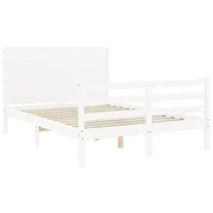 Berkfield Bed Frame without Mattress White Double Solid Wood