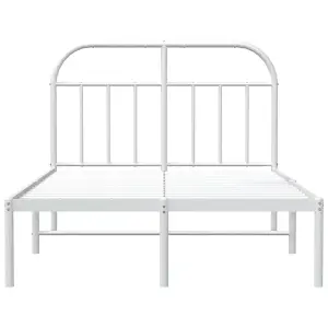 Berkfield Metal Bed Frame with Headboard White 120x200 cm