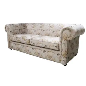 Chesterfield Handmade 1930's 3 seater Sofa Floral Print Fabric In Classic Style