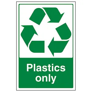 Plastics Only General Recycling Sign - Adhesive Vinyl - 300x400mm (x3)