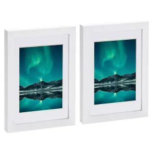 Photo Frames with 4" x 6" Mount - A5 (6" x 8") - White/White - Pack of 2