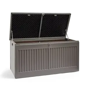 VonHaus Garden Storage Box 270L, Outdoor Utility Chest, Weatherproof Plastic, Lockable Lid, Sliding Bar Hinge, Carry Handles