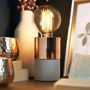 Litecraft Concrete Copper Industrial Table Lamp