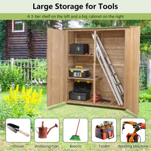 Costway Outdoor Storage Shed Garden Patio WoodenTool Cabinet W/Double Doors Lockable