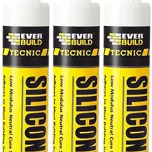 Everbuild 825 Low Modulus Neutral Cure Sealant White - 380ml (Pack of 3)