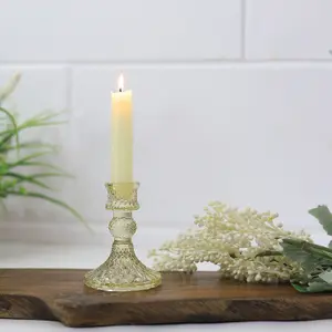 Glass Candle Holder Gold Table Centerpiece Champagne Victorian Style Home Decor