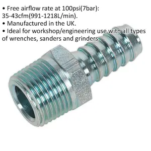 5 PACK Screwed Tailpiece Adaptor - 3/8 Inch BSPT - Male Thread - 3/8 Inch Hose